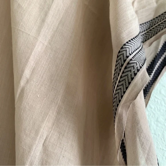 EILEEN FISHER 100% organic cotton embroidered hem serape scarf poncho shawl OS - Picture 9 of 16